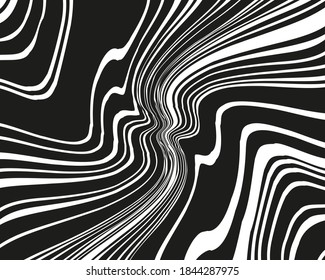 Diseño con rayas psicodélicas en blanco y negro. Ilustración del vector  