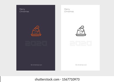 Design pudding icons  on Christmas themed greeting cards