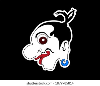 the design of a puppet, "gareng" in Javanese culture.