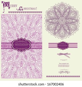 Design purple invitation merry Christmas vector eps 10