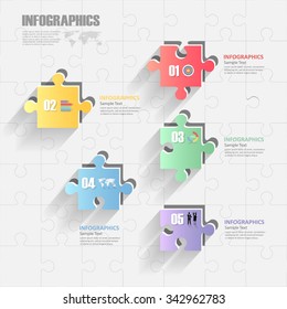 Design puzzle infographic template. can be used for workflow layout, diagram, number options, progress, timeline