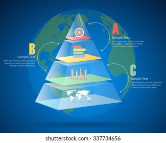 Design pyramid infographic 4 steps. can be used for workflow layout, diagram, number options, bussiness concept