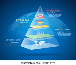 Design pyramid infographic 4 steps. can be used for workflow layout, diagram, number options, bussiness concept