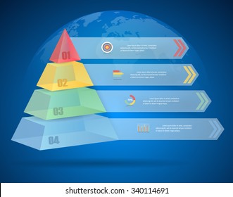 Design pyramid infographic 4 steps. can be used for workflow layout, diagram, number options, bussiness concept