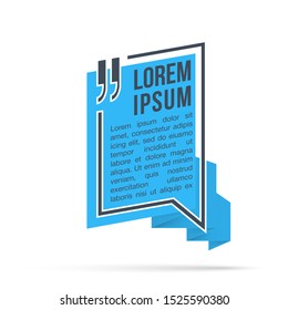 Design Quote speech bubble paper origami for message isolated on white background. shapes graphic textbox quotation mark for comment dialogue app template with author signature. Quote bubble frame.