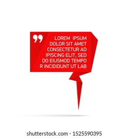 Design Quote speech bubble paper origami for message isolated on white background. shapes graphic textbox quotation mark for comment dialogue app template with author signature. Quote bubble frame.