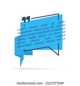 Design Quote speech bubble paper origami for message isolated on white background. shapes graphic textbox quotation mark for comment dialogue app template with author signature. Quote bubble frame.