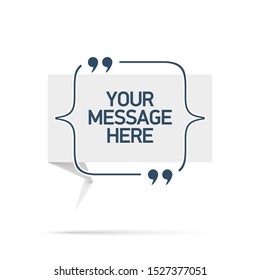 Design Quote speech bubble paper origami for message isolated on white background. shapes graphic textbox quotation mark for comment dialogue app template with author signature. Quote bubble frame.