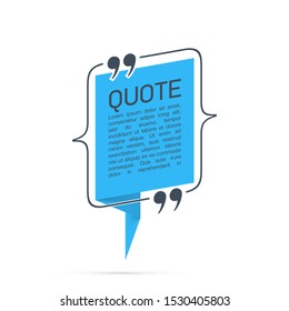 Design Quote speech bubble paper origami for message isolated on white background. shapes graphic textbox quotation mark for comment dialogue app template with author signature. Quote bubble frame.