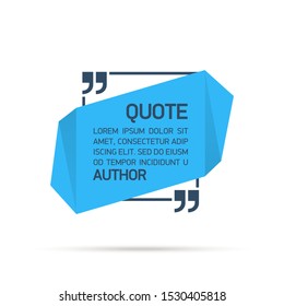 Design Quote speech bubble paper origami for message isolated on white background. shapes graphic textbox quotation mark for comment dialogue app template with author signature. Quote bubble frame.