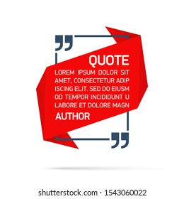 Design Quote speech bubble paper origami for message isolated on white background. shapes graphic textbox quotation mark for comment dialogue app template with author signature. Quote bubble frame.