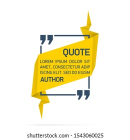 Design Quote speech bubble paper origami for message isolated on white background. shapes graphic textbox quotation mark for comment dialogue app template with author signature. Quote bubble frame.