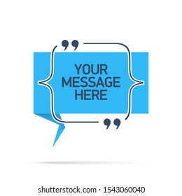 Design Quote speech bubble paper origami for message isolated on white background. shapes graphic textbox quotation mark for comment dialogue app template with author signature. Quote bubble frame.