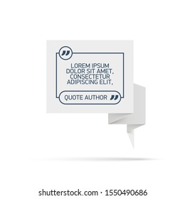 Design Quote speech bubble paper origami for message isolated on white background. shapes graphic textbox quotation mark for comment dialogue app template with author signature. Quote bubble frame.