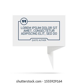 Design Quote speech bubble paper origami for message isolated on white background. shapes graphic textbox quotation mark for comment dialogue app template with author signature. Quote bubble frame.