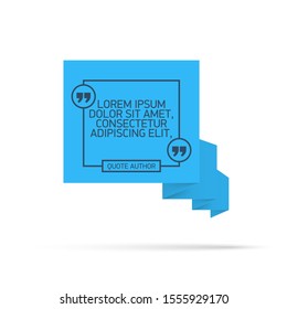 Design Quote speech bubble paper origami for message isolated on white background. shapes graphic textbox quotation mark for comment dialogue app template with author signature. Quote bubble frame.