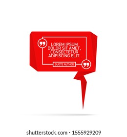 Design Quote speech bubble paper origami for message isolated on white background. shapes graphic textbox quotation mark for comment dialogue app template with author signature. Quote bubble frame.