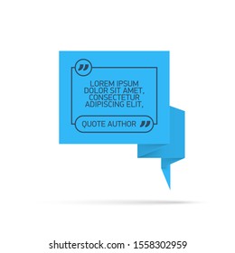 Design Quote speech bubble paper origami for message isolated on white background. shapes graphic textbox quotation mark for comment dialogue app template with author signature. Quote bubble frame.