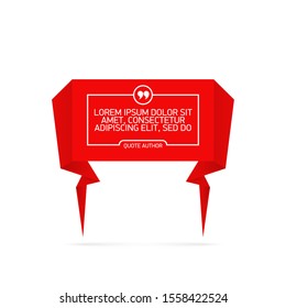 Design Quote speech bubble paper origami for message isolated on white background. shapes graphic textbox quotation mark for comment dialogue app template with author signature. Quote bubble frame.