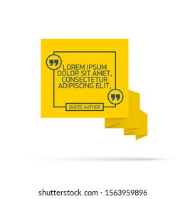 Design Quote speech bubble paper origami for message isolated on white background. shapes graphic textbox quotation mark for comment dialogue app template with author signature. Quote bubble frame.
