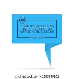 Design Quote speech bubble paper origami for message isolated on white background. shapes graphic textbox quotation mark for comment dialogue app template with author signature. Quote bubble frame.