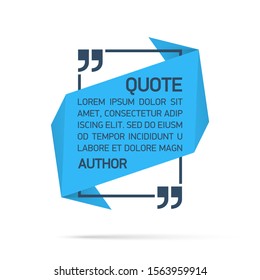 Design Quote speech bubble paper origami for message isolated on white background. shapes graphic textbox quotation mark for comment dialogue app template with author signature. Quote bubble frame.