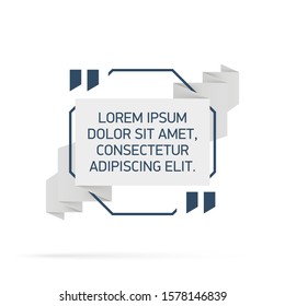 Design Quote speech bubble paper origami for message isolated on white background. shapes graphic textbox quotation mark for comment dialogue app template with author signature. Quote bubble frame.