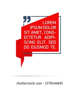 Design Quote speech bubble paper origami for message isolated on white background. shapes graphic textbox quotation mark for comment dialogue app template with author signature. Quote bubble frame.