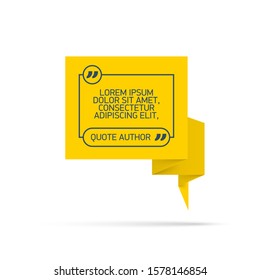 Design Quote speech bubble paper origami for message isolated on white background. shapes graphic textbox quotation mark for comment dialogue app template with author signature. Quote bubble frame.