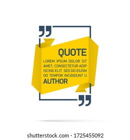 Design Quote speech bubble paper origami for message isolated on white background. shapes graphic textbox quotation mark for comment dialogue app template with author signature. Quote bubble frame.