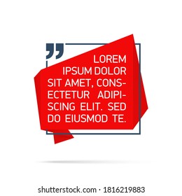 Design Quote speech bubble paper origami for message isolated on white background. shapes graphic textbox quotation mark for comment dialogue app template with author signature. Quote bubble frame.