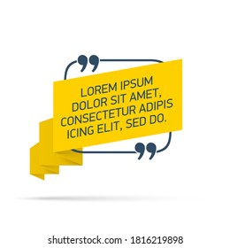 Design Quote speech bubble paper origami for message isolated on white background. shapes graphic textbox quotation mark for comment dialogue app template with author signature. Quote bubble frame.