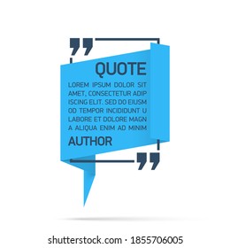 Design Quote speech bubble paper origami for message isolated on white background. shapes graphic textbox quotation mark for comment dialogue app template with author signature. Quote bubble frame.