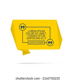 Design Quote speech bubble paper origami for message isolated on white background. shapes graphic textbox quotation mark for comment dialogue app template with author signature. Quote bubble frame.