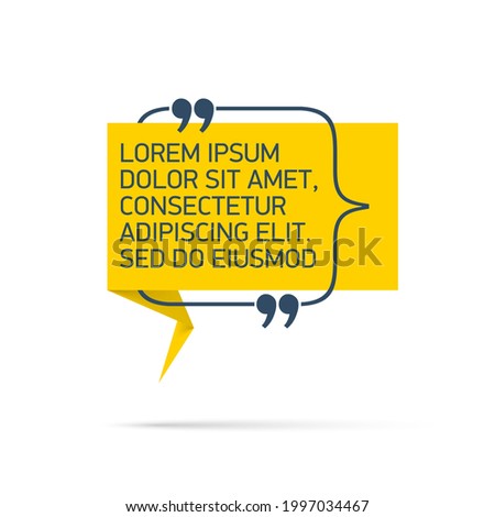 Design Quote speech bubble paper origami for message isolated on white background. shapes graphic textbox quotation mark for comment dialogue app template with author signature. Quote bubble frame.