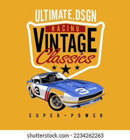 design racing car illustration and typography vector for t shirts or posters