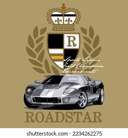 design racing car illustration and typography vector for t shirts or posters