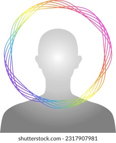 Design of rainbow-colored wave circle and  person