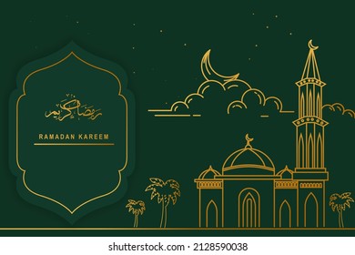 design for Ramadan Kareem, Islamic Background line art style