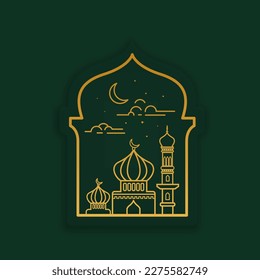 Design for Ramadan Kareem, Islamic Background line art style vector illustration