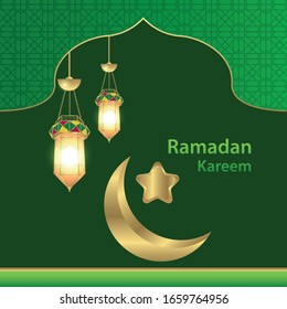 Design Ramadan Kareem with patterns and classic lanterns