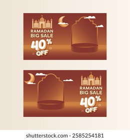 design ramadan kareem sale banner vector, Islamic holy month event background for media promotion 