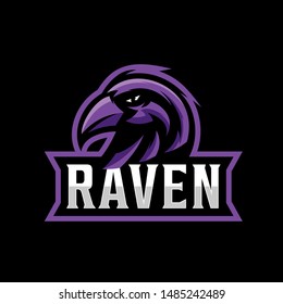 design raven logo for gaming sport or team vector template