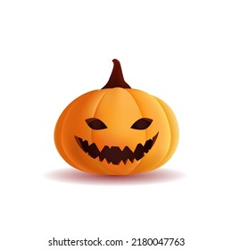 Design of realistic pumpkins with halloween faces for design, template, banner, flyer