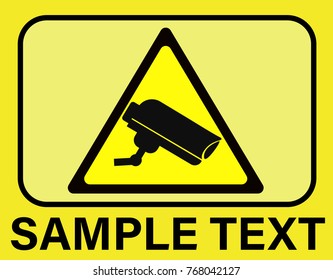 Design of a recording sign with text. Surveillance camera icon, technology for security and control.