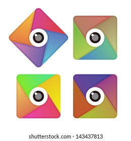 Design rectangle logo eyes element. Infinite cross ribbon vector icon template.