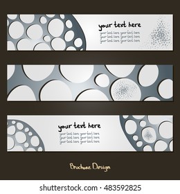 Design rectangular brochure with metal objects with round holes. Vector. There is space for your text.