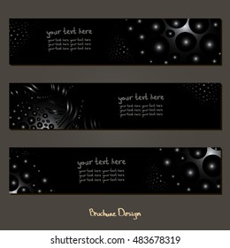 Design rectangular brochures depicting the vanguard 3D object. Abstraction. Black color. Vector. There is a place for your text. It can be used in the design of packaging, brochures, logos, etc.