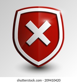 Design red cross mark Vector shield inspector security arms badge 