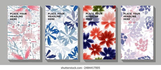 Design in red and green shades watercolor texture for banner, prints, wall art and home decor.  Colorful geometric background, vector illustration.